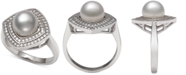 Macy's Cultured Freshwater Pearl (8mm) & Cubic Zirconia Statement Ring in Sterling Silver